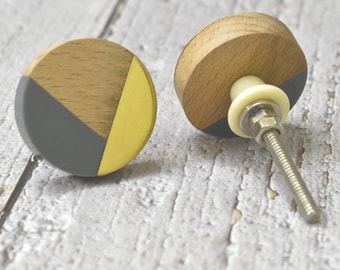 ARTISNO Resin Wood  Brass Drawer Knobs: Unique Cabinet Pulls, Round Resin Knobs, Cabinet Drawer Pulls, Drawer Knobs, Cabinet Knobs ,set-6