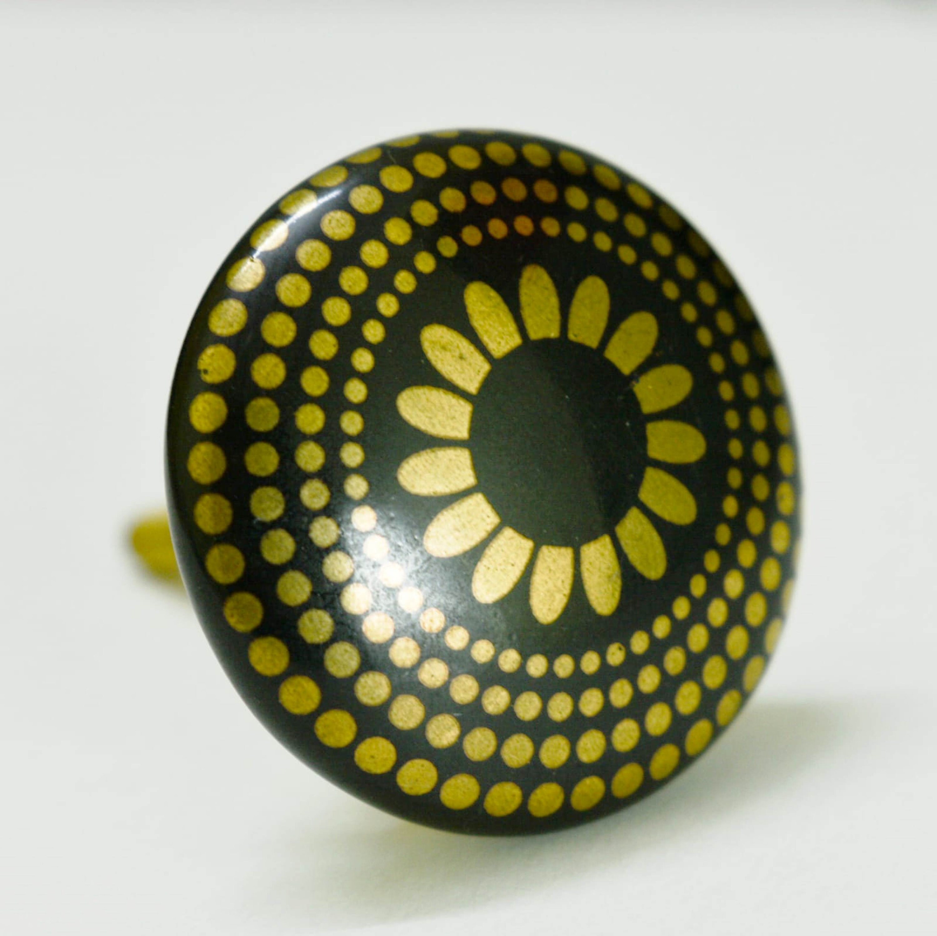 ARTISNO Black and Gold Ceramic Drawer Pull /knobs Hand Etsy