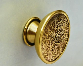 ARTISNO Round Brass Drawer Knobs-Dresser Door Knobs / Pull and Push Handle for Cupboards, Wardrobes & Kitchen Cabinets / set of 6