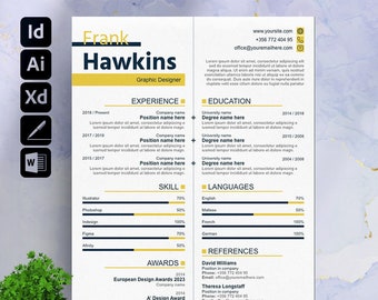 Graphic designer resume template for Microsoft Word, Apple Pages + more | Creative Resume, Professional CV, Simple Resume