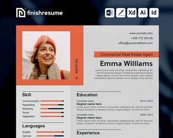 Real estate resume template for Microsoft Word, Apple Pages + more | Creative Resume, Professional CV, Simple Resume