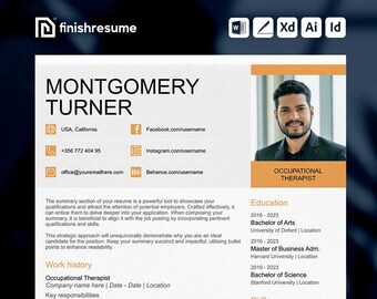 Occupational therapist resume template for Microsoft Word, Apple Pages + more | Creative Resume, Professional CV, Simple Resume