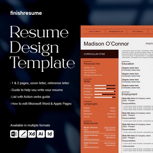 Plantilla de currículum elegante para Microsoft Word y Apple Pages, Plantilla de currículum, Currículum moderno, Compatible con ATS, Plantilla de currículum moderno