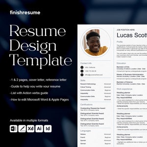 Melhor modelo de currículo profissional para páginas do Microsoft Word e Apple | Modelos de currículo com carta de apresentação | Currículo Minimalista | Compatível com ATS