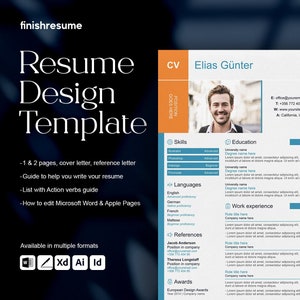 La mejor plantilla de currículum profesional para Microsoft Word y Apple Pages, Plantillas de currículum con carta de presentación, Currículum minimalista, Compatible con ATS