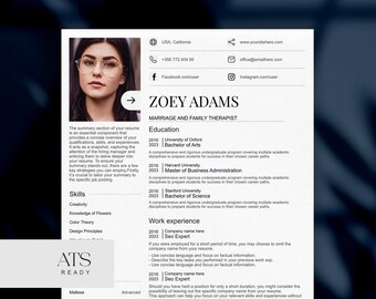 Plantilla de currículum minimalista / Currículum moderno profesional para páginas de Word y Apple / Plantilla de currículum simple y limpia / Compatible con ATS