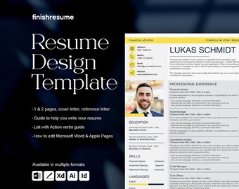 Financial advisor resume template for Microsoft Word, Apple Pages + more | Creative Resume, Professional CV, Simple Resume