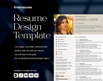 Registered nurse resume template for Microsoft Word, Apple Pages + more | Creative Resume, Professional CV, Simple Resume