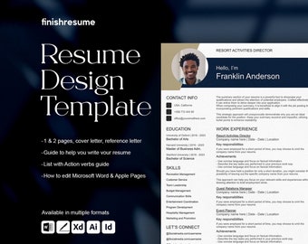 Resort activities director resume template for Microsoft Word, Apple Pages + more | Creative Resume, Professional CV, Simple Resume