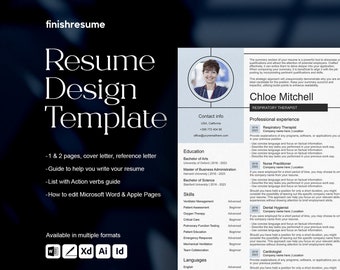 Respiratory therapist resume template for Microsoft Word, Apple Pages + more | Creative Resume, Professional CV, Simple Resume