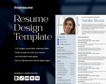 Content marketing manager resume template for Microsoft Word, Apple Pages + more | Creative Resume, Professional CV, Simple Resume