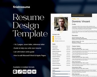 Data entry specialist resume template for Microsoft Word, Apple Pages + more | Creative Resume, Professional CV, Simple Resume
