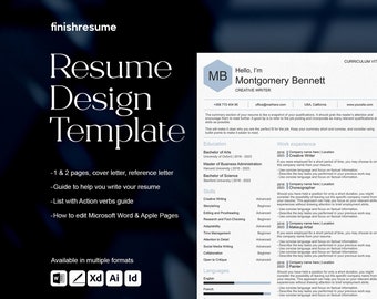 Creative writer resume template for Microsoft Word, Apple Pages + more | Creative Resume, Professional CV, Simple Resume