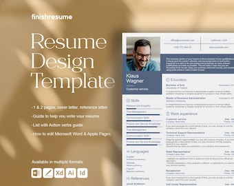 Customer service resume template for Microsoft Word, Apple Pages + more | Creative Resume, Professional CV, Simple Resume