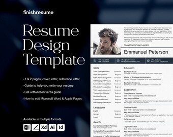 Transportation planner resume template for Microsoft Word, Apple Pages + more | Creative Resume, Professional CV, Simple Resume