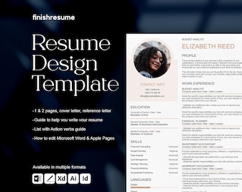 Budget analyst resume template for Microsoft Word, Apple Pages + more | Creative Resume, Professional CV, Simple Resume