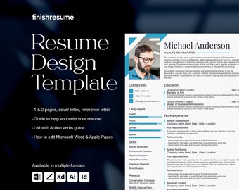 Wildlife rehabilitator resume template for Microsoft Word, Apple Pages + more | Creative Resume, Professional CV, Simple Resume