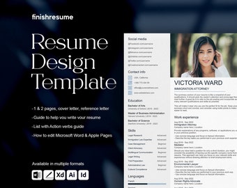 Immigration attorney resume template for Microsoft Word, Apple Pages + more | Creative Resume, Professional CV, Simple Resume