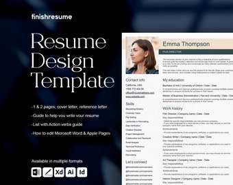 Film director resume template for Microsoft Word, Apple Pages + more | Creative Resume, Professional CV, Simple Resume