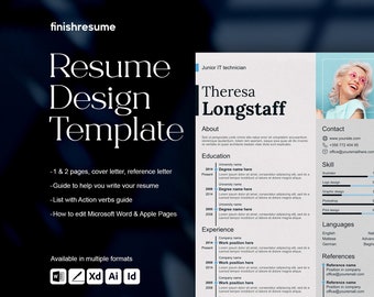 IT technician resume template for Microsoft Word, Apple Pages + more | Creative Resume, Professional CV, Simple Resume