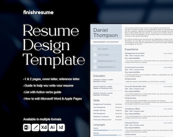 Management accountant resume template for Microsoft Word, Apple Pages + more | Creative Resume, Professional CV, Simple Resume