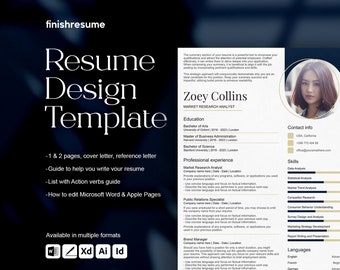 Market research analyst resume template for Microsoft Word, Apple Pages + more | Creative Resume, Professional CV, Simple Resume