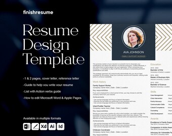 Family support worker resume template for Microsoft Word, Apple Pages + more | Creative Resume, Professional CV, Simple Resume
