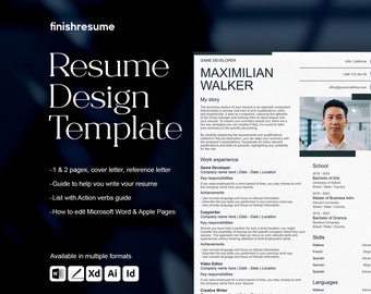 Game developer resume template for Microsoft Word, Apple Pages + more | Creative Resume, Professional CV, Simple Resume