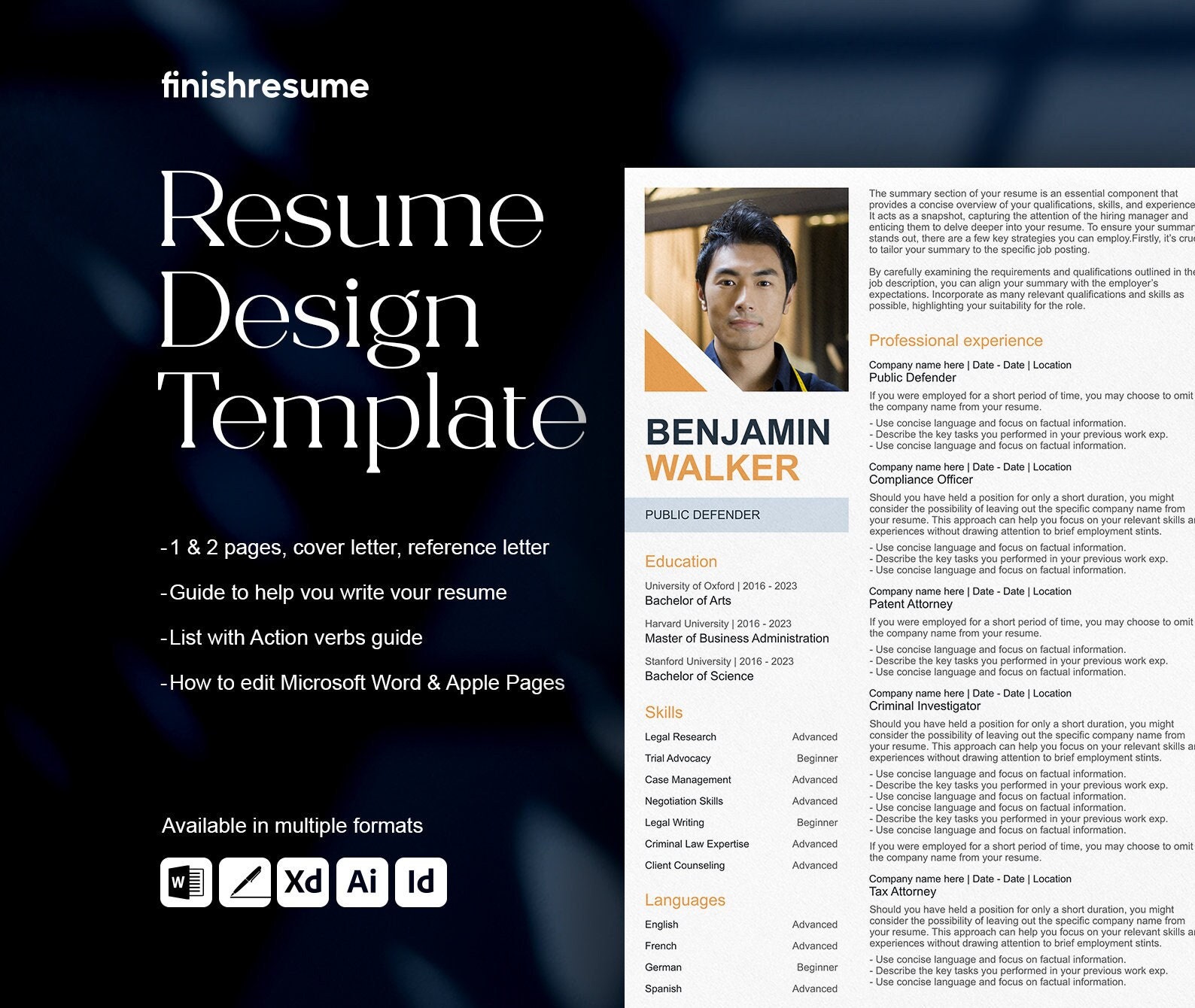 Elegant Resume Template for Microsoft Word & Apple Pages | Resume ...