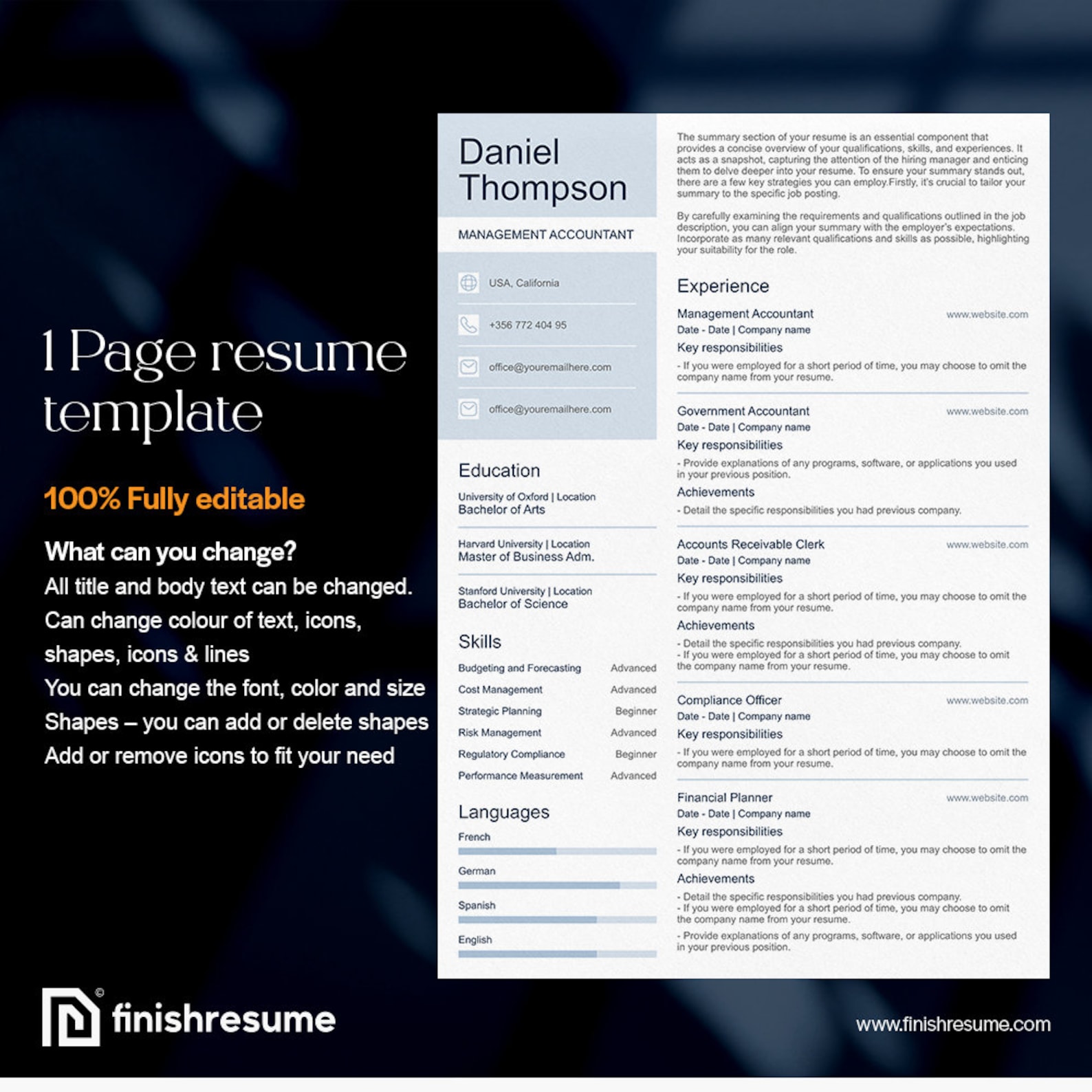 Elegant Resume Template for Microsoft Word & Apple Pages | Resume ...
