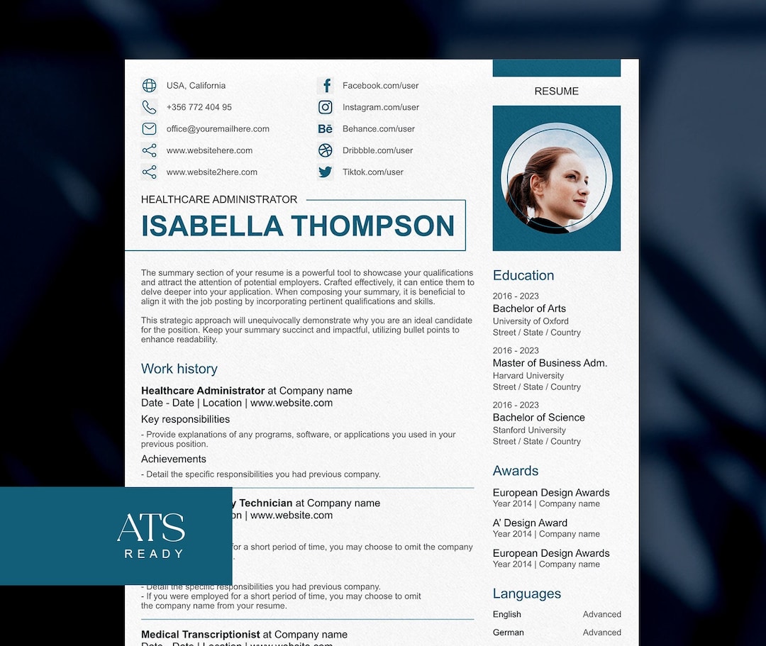 Elegant Resume Template for Microsoft Word & Apple Pages | Resume ...