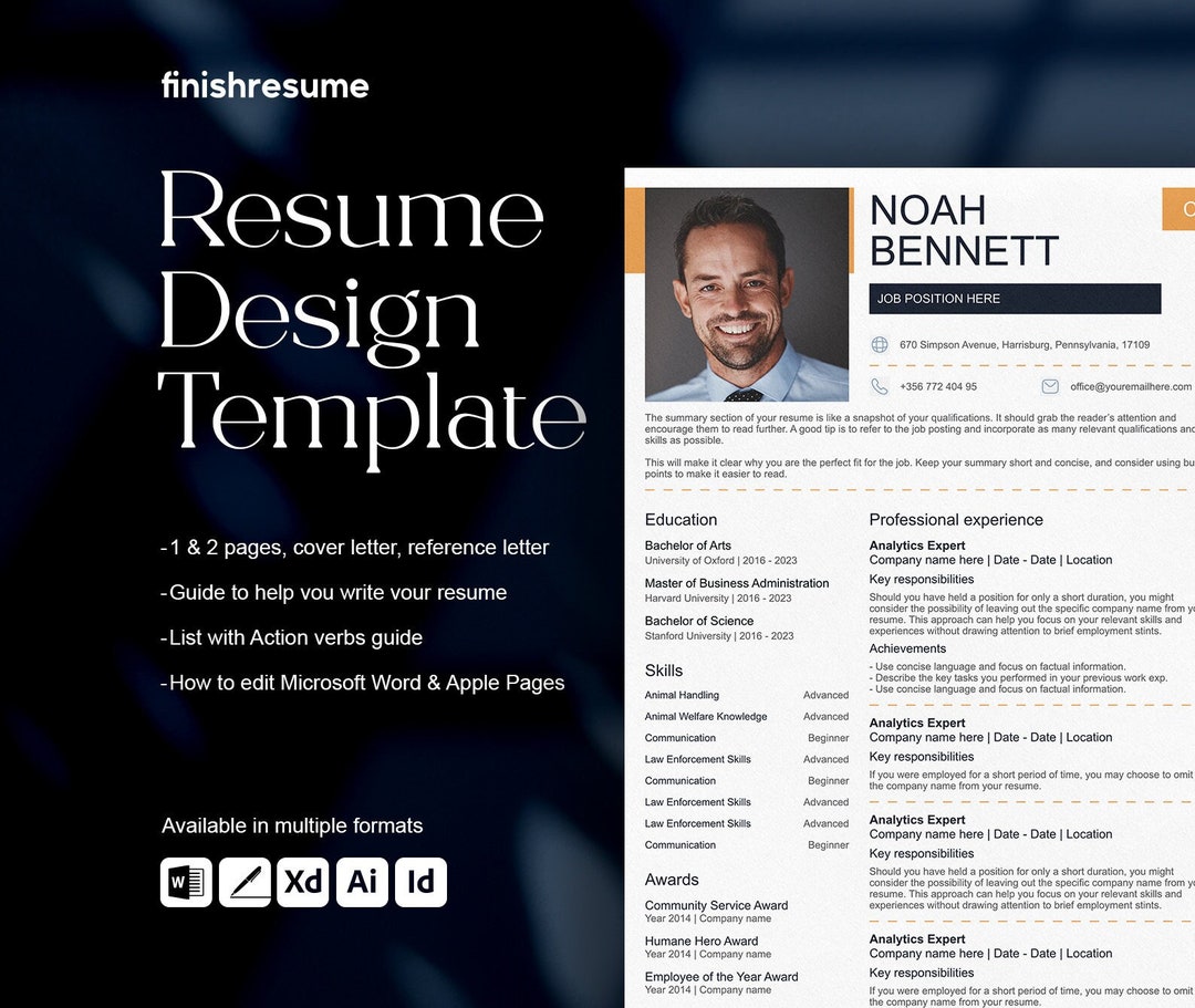 ATS Friendly Resume Template for Microsoft Word and Pages Resume | ATS ...