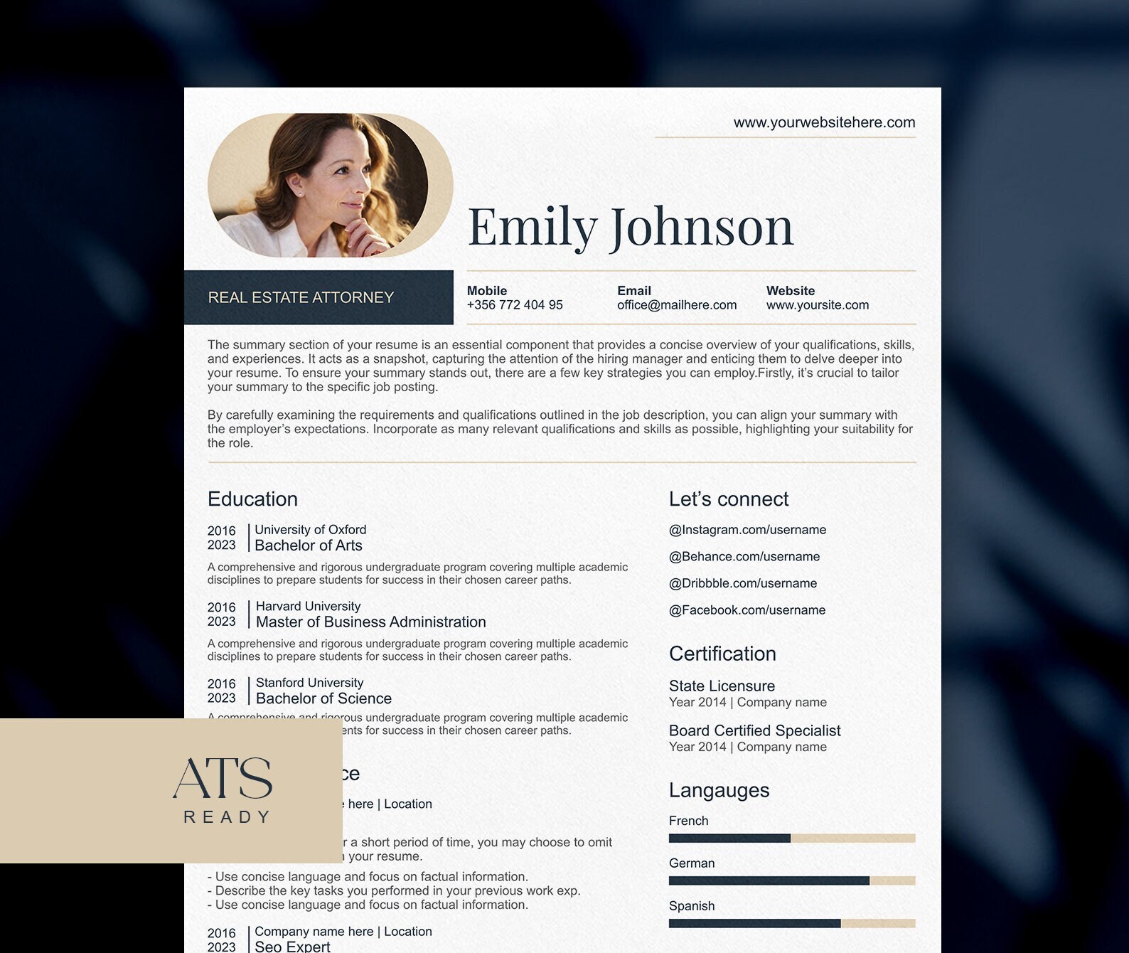 Elegant Resume Template for Microsoft Word & Apple Pages | Resume ...