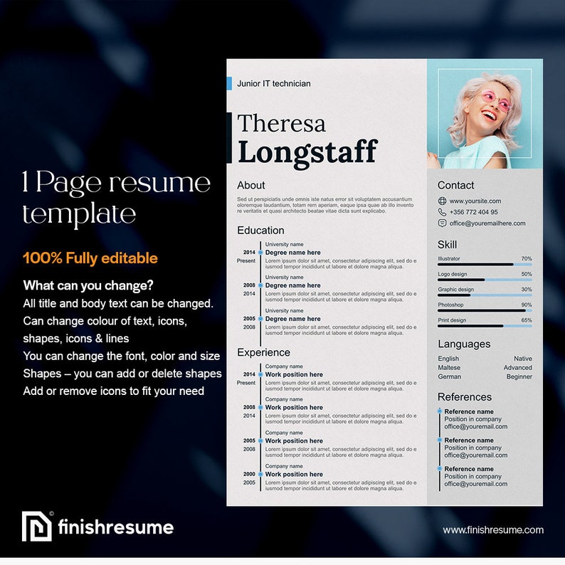 IT technician resume template for Microsoft Word, Apple Pages more Creative Resume, Professional CV, Simple Resume image 2