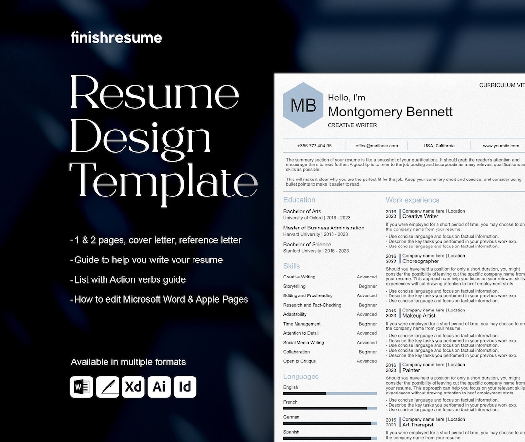 Elegant Resume Template for Microsoft Word & Apple Pages | Resume ...