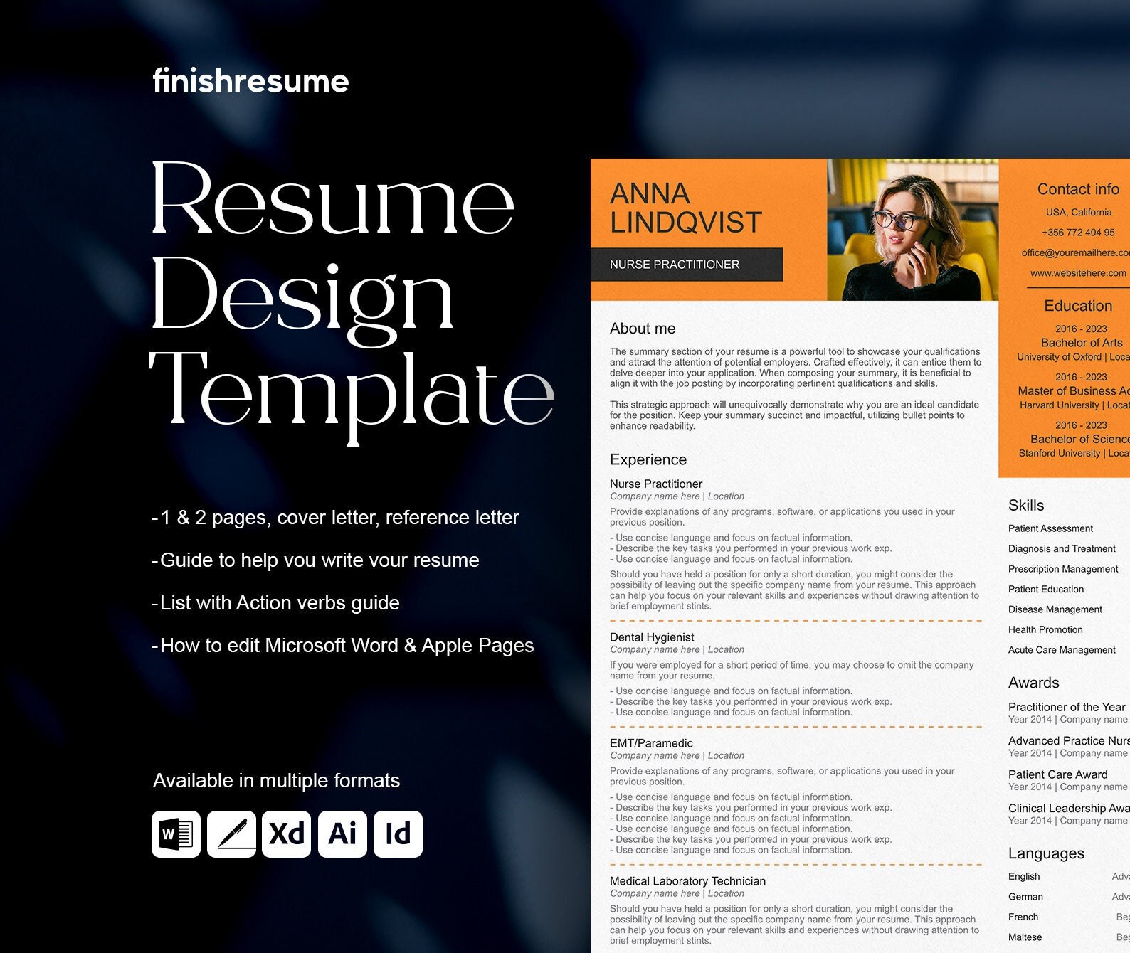 Elegant Resume Template for Microsoft Word & Apple Pages | Resume ...
