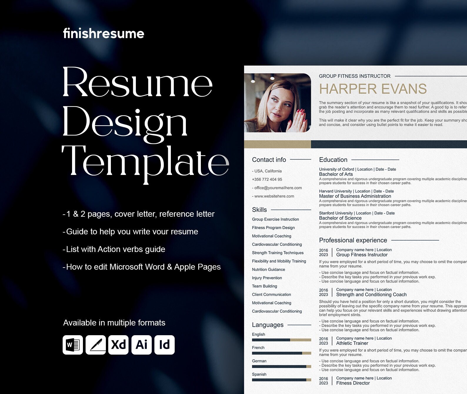 Professional Resume Format | ATS Friendly Resume Template | Minimalist Resume Template for Word, Pages | Cover Letter Template