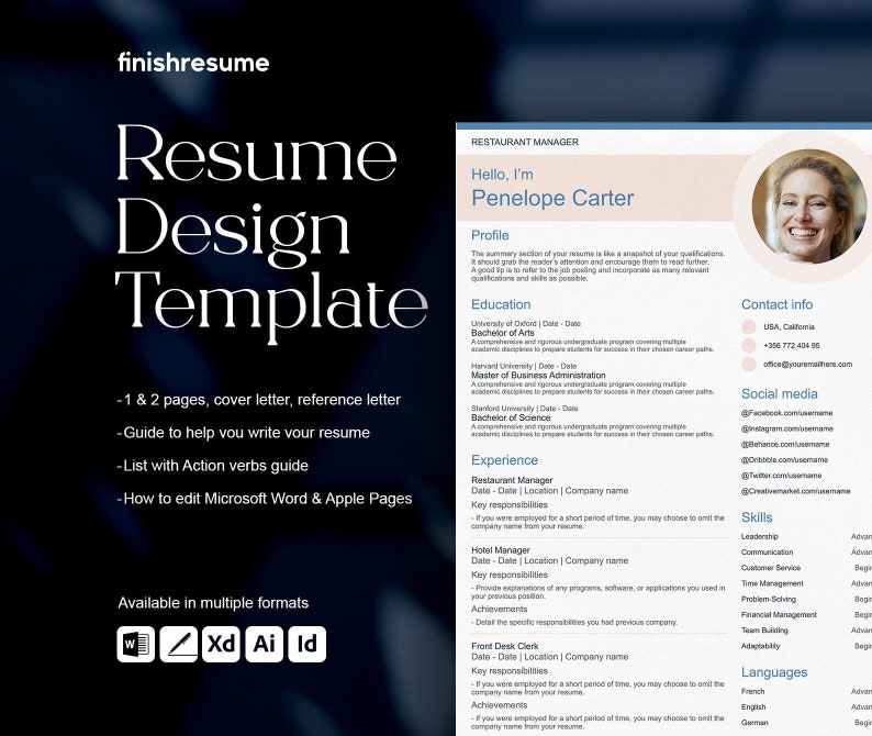 Availability Resume ATS Friendly Resume Template for Microsoft Word and Pages Resume | ATS ...