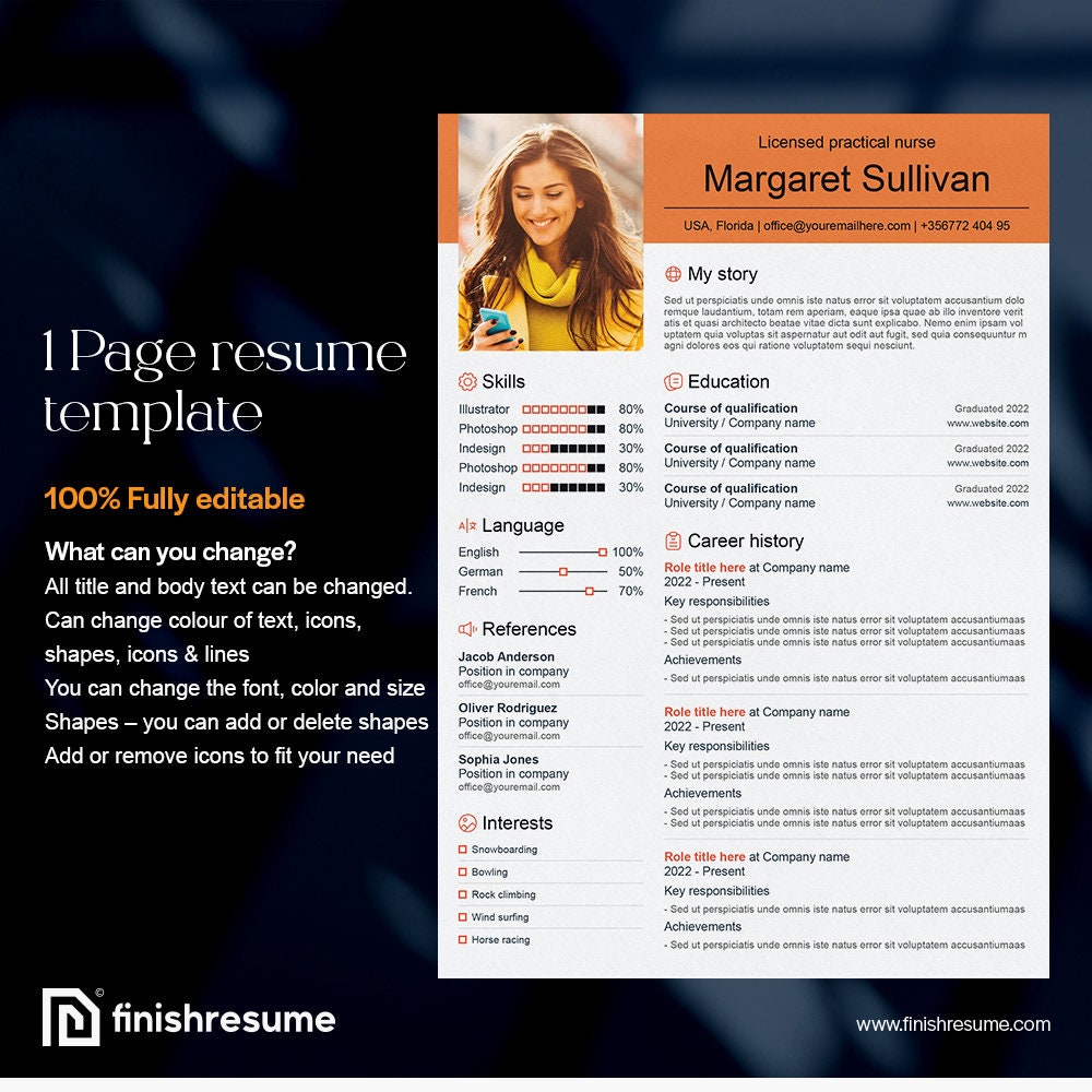 Elegant Resume Template for Microsoft Word & Apple Pages | Resume ...