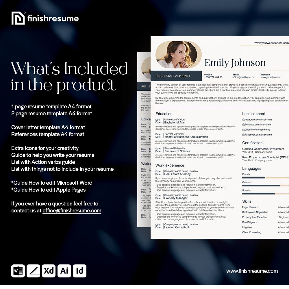 Elegant Resume Template for Microsoft Word & Apple Pages | Resume ...