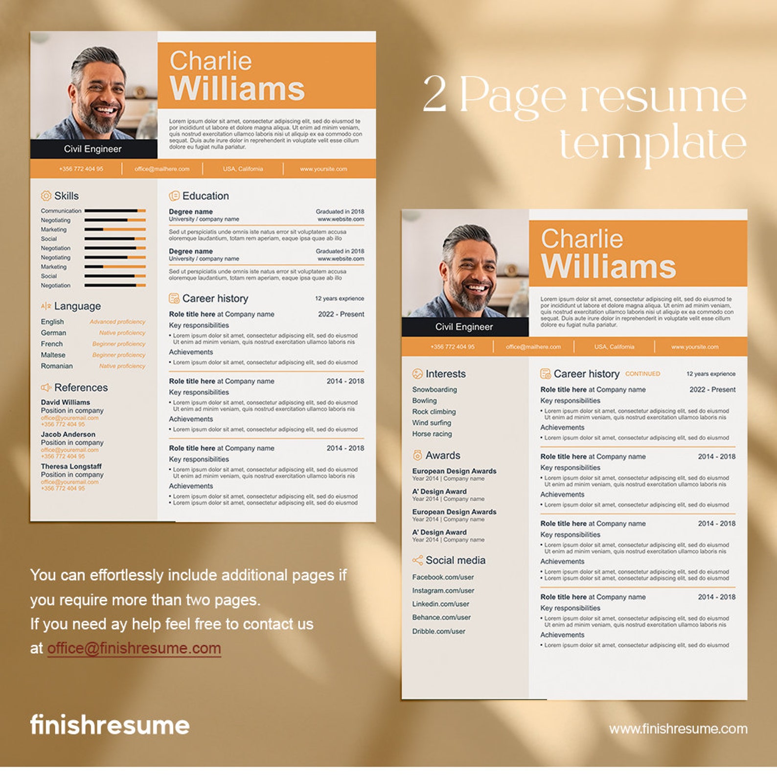 Best Professional Resume Template for Microsoft Word & Apple Pages ...