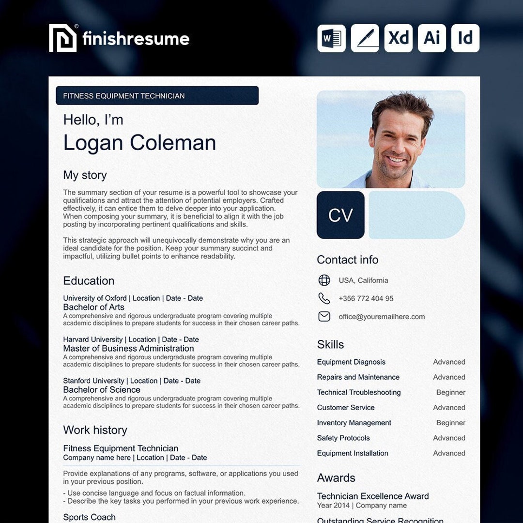 Fitness Equipment Technician Resume Template for Microsoft Word Apple Fitness Equipment Technician Resume Template for Microsoft Word Apple