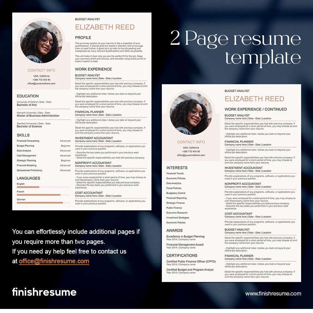 Budget Analyst Resume Template for Microsoft Word, Apple Pages More ...