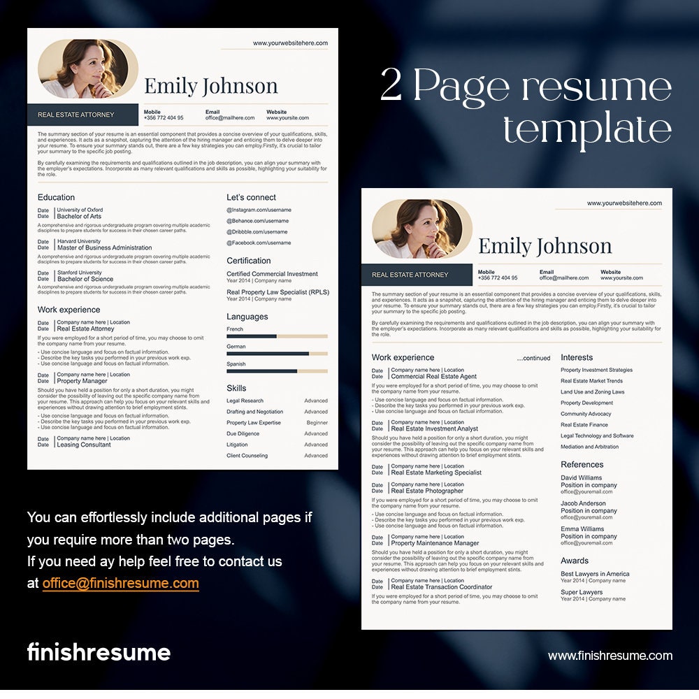 Elegant Resume Template for Microsoft Word & Apple Pages | Resume ...