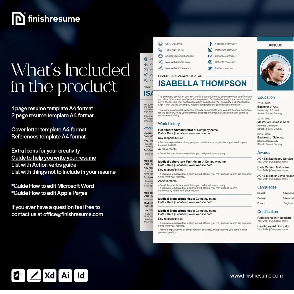 Elegant Resume Template for Microsoft Word & Apple Pages | Resume ...