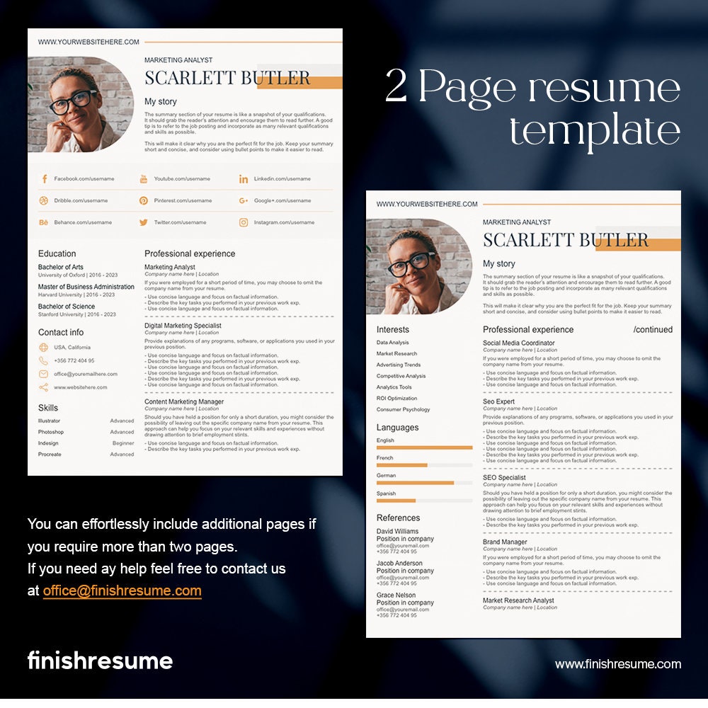 Elegant Resume Template for Microsoft Word & Apple Pages | Resume ...