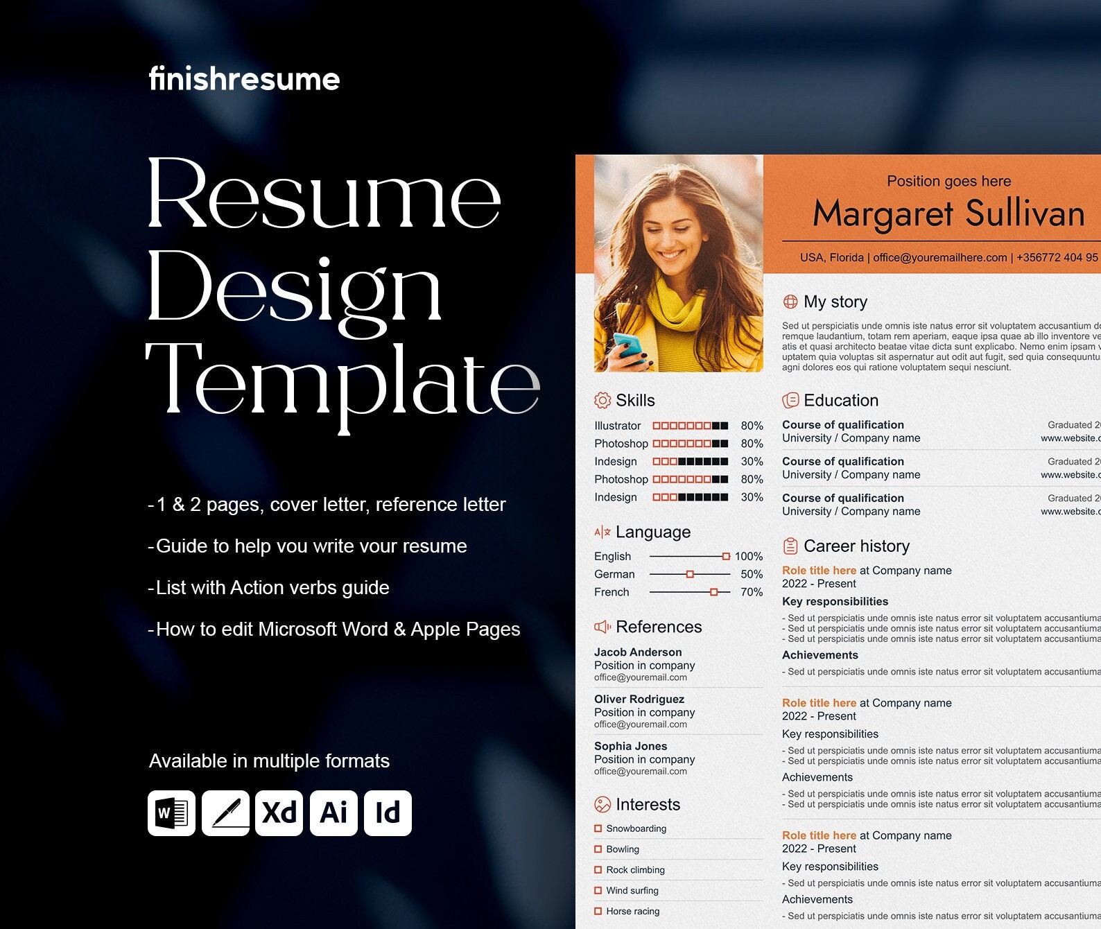 Elegant Resume Template for Microsoft Word & Apple Pages | Resume ...