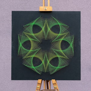 String Art, decorazione murale fatta a mano, geometria ottica, decorazioni per la casa