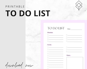 Printable To Do List - Instant Download - To Do Liste