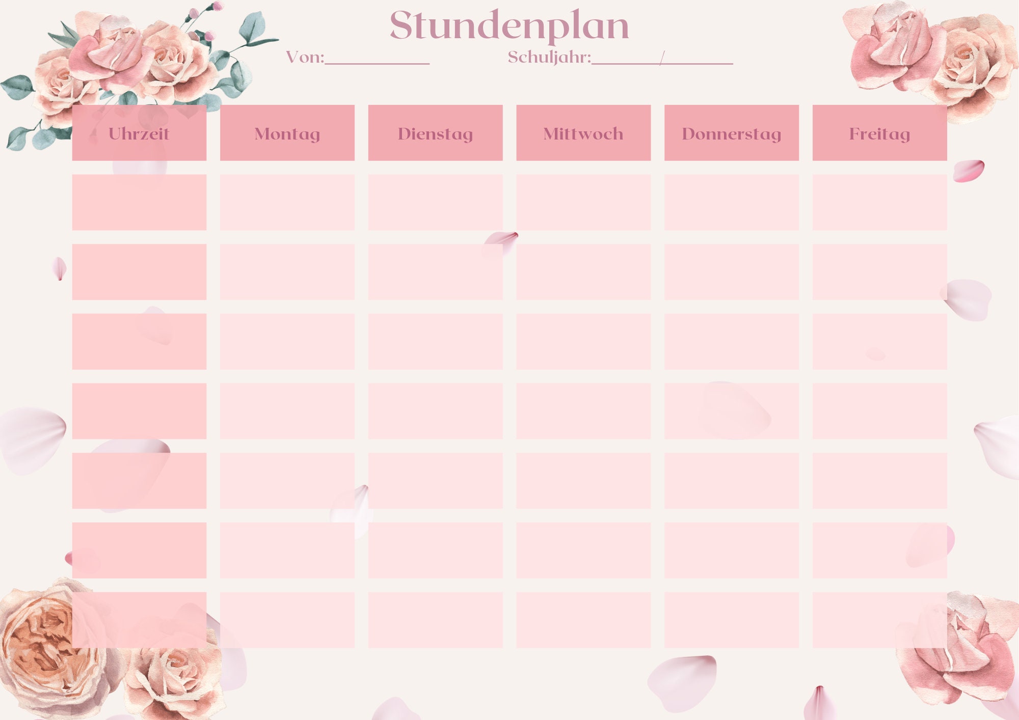 Digitaler Stundenplan Zum Ausdrucken Für Schulkinder Und - Etsy